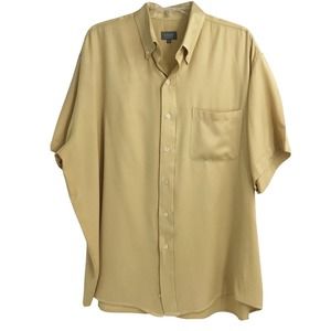 GOLF COLLECTION MENS PLUS SIZE 2XL YELLOW SHORT SLEEVE BUTTON FRONT SHIRT